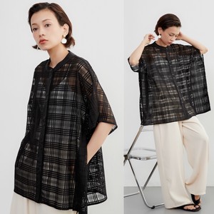Button Shirt/Blouse Oversized Mixing Texture Docking Tops