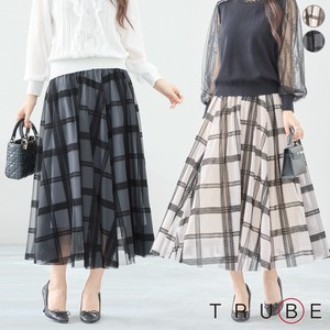 Skirt Plaid A-Line L Flare Skirt M 【2024NEW】