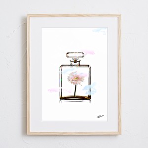 【おしゃれアートポスター】花 植物 香水瓶 コラージュ A4 A3 A2
