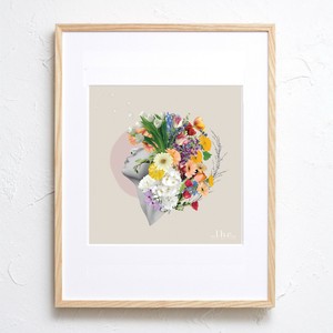 【おしゃれアートポスター】女性 人物 花 想像 コラージュ イラスト 写真 photo A4 A3 A2