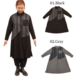Button Shirt/Blouse Long Ethnic Pattern Switching