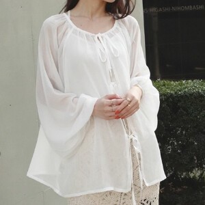 Button Shirt/Blouse Transparency Summer Puff Sleeve Spring 2-way