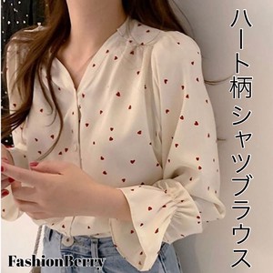 Button Shirt/Blouse Shirtwaist Heart-Patterned Ladies' 【2024NEW】