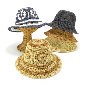 ★SS　幾何学模様編みペーパーミドルクロッシェ　レディース帽子