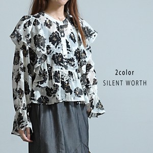 Button Shirt/Blouse Frilled Blouse Floral Pattern (S) 【2024NEW】