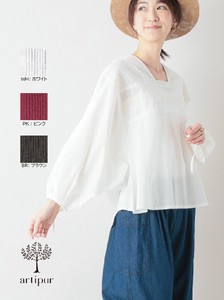 Button Shirt/Blouse Pintucked Spring/Summer Cambric 3 Colors
