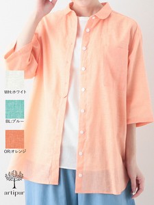 麻ブレンドコットン　ロングシャツ（3カラー）【24春夏新作】