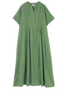 Casual Dress Pintucked Spring/Summer Cotton One-piece Dress