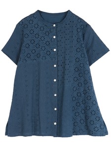 Button Shirt/Blouse Patchwork Spring/Summer 3 Colors