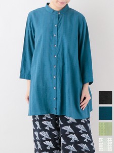Button Shirt/Blouse Indian Cotton Stripe Stitch Spring/Summer