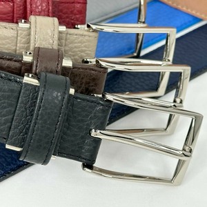 イタリアレザー国産ベルト　シボ型押しカラーベルト   日本製