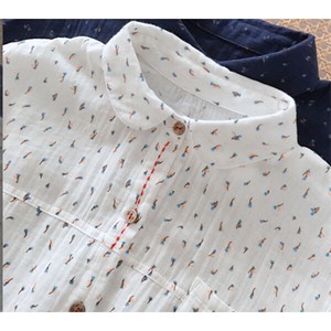 Button Shirt/Blouse Double Gauze Stitch Cotton NEW