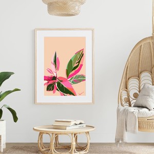 【おしゃれアートポスター】ボタニカル 観葉植物 ポップイラスト ピンク A4 A3 A2