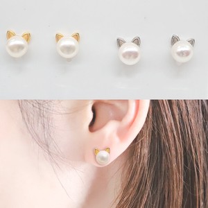 Pierced Earrings Gold Post Cat Formal 6mm 2-colors