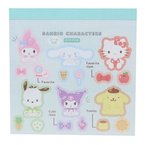 【メモ帳】サンリオキャラクターズ シール付きスクエアメモ みんなのお気に入り