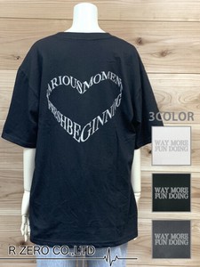 グリッターラメプリントハートロゴTシャツ レディース