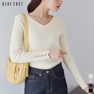 Sweater/Knitwear V-Neck Tops Ribbed Knit
