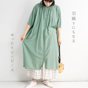 Casual Dress Band-Collar Shirt Rayon Cotton Linen One-piece Dress 【2024NEW】
