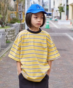 儿童短袖上衣 大轮廓/大廓形 短袖 横条纹 混装组合