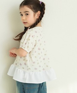 儿童半袖衬衫 异材质拼接/对接 荷叶边 印花 花卉图案 衬衫