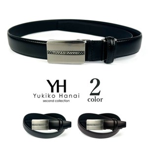 【全2色】Yukiko Hanai ユキコ ハナイ フィットバックルベルト リアルレザー 穴なしベルト 大き目(yh328)