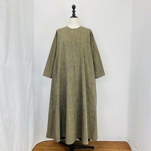 Casual Dress Gathered Dress Slub Stripe Thin