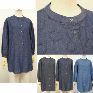 Button Shirt/Blouse Collarless Embroidered 2024 Spring/Summer