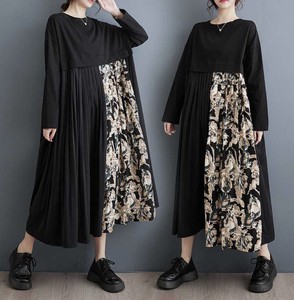 Casual Dress Long Sleeves Floral Pattern One-piece Dress Ladies'
