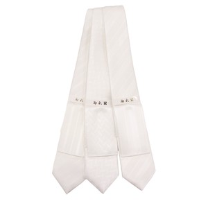 【冠婚葬祭】礼装用ネクタイ ポケットチーフ付き 白 フォーマルネクタイ 結婚式 国産品 定番商品