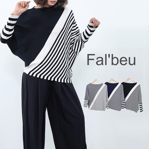 Sweater/Knitwear Dolman Sleeve Stripe Cotton 3-colors 【2024NEW】