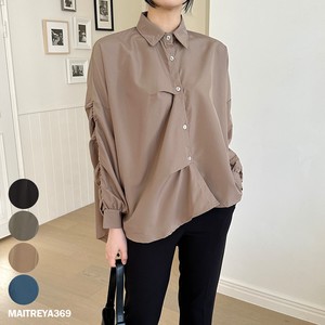 Button Shirt/Blouse Dolman Sleeve Oversized Gathered Sleeves