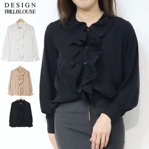 Button Shirt/Blouse Frilled Blouse Spring Georgette