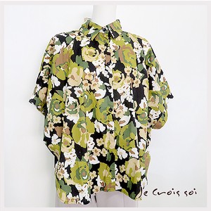 Button Shirt/Blouse Floral Pattern Poncho Ladies'