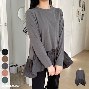 T-shirt Brushing Fabric Layered Look Switching Cut-and-sew