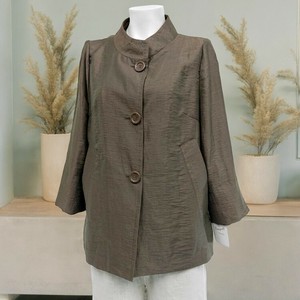 【春物値下げ】Sanpigalle　麻混　手縫いステッチ七分袖ジャケット