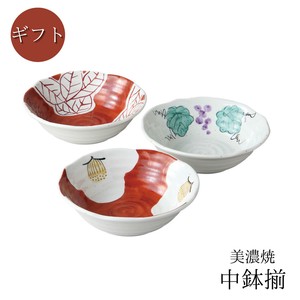 ギフト　手書き絵　三つ組鉢 日本製 美濃焼