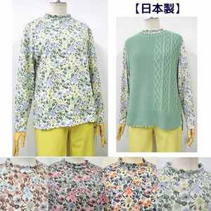 T-shirt Pullover Floral Pattern Mock Neck 2024 Spring/Summer Made in Japan