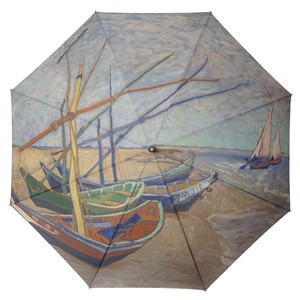 65cm 全面プリント傘　名画プリント-レサントマリーのビーチの漁船（ゴッホ）