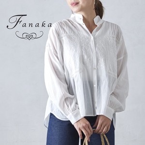 【Fanaka2024SS新作】アンティーク刺繡レース立ち襟前開きブラウス