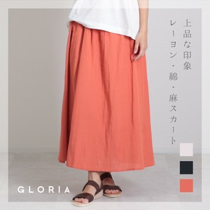 麻混フレアーギャザースカート