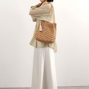 新色追加 定番 人気商品【クーコ COOCO】メタリック柄編みロングハンドル トートバッグ