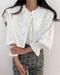 Button Shirt/Blouse Collar Blouse Embroidered 2024 Spring/Summer