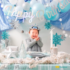 バースデー デコレーション スノープリンセス セット 氷 雪 誕生日 飾り付け 女の子 バルーン ブルー