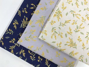 Cotton Canvas Printed Mimosa 3-colors Made in Japan