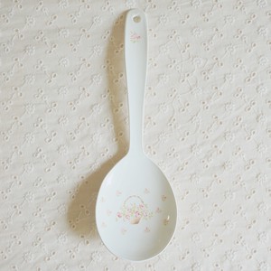 Enamel Spoon Bird Rose Basket Made in Japan