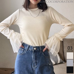 T-shirt Tulle Flare Sleeve Tops 【2024NEWPRODUCT♪】