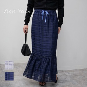 Skirt Sheer Check Gathered Skirt