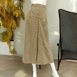 Cropped Pant Brushing Fabric Yarn-dyed Checked Pattern Wide Pants