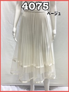 【2024新作】レディース ミセス ボトムス チュール メッシュ プリーツ パール テープ スカート