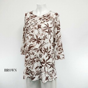 T-shirt Tunic 3/4 Length Sleeve Floral Pattern Stretch Printed